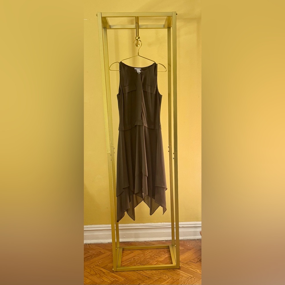 H&M Olive Green Handkerchief Hem Sleeveless Dress - Picture 4 of 7